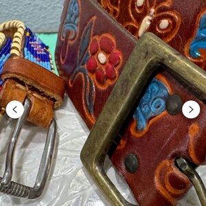 Vintage leather belt Embroidered Leather Belts29-33 vintage